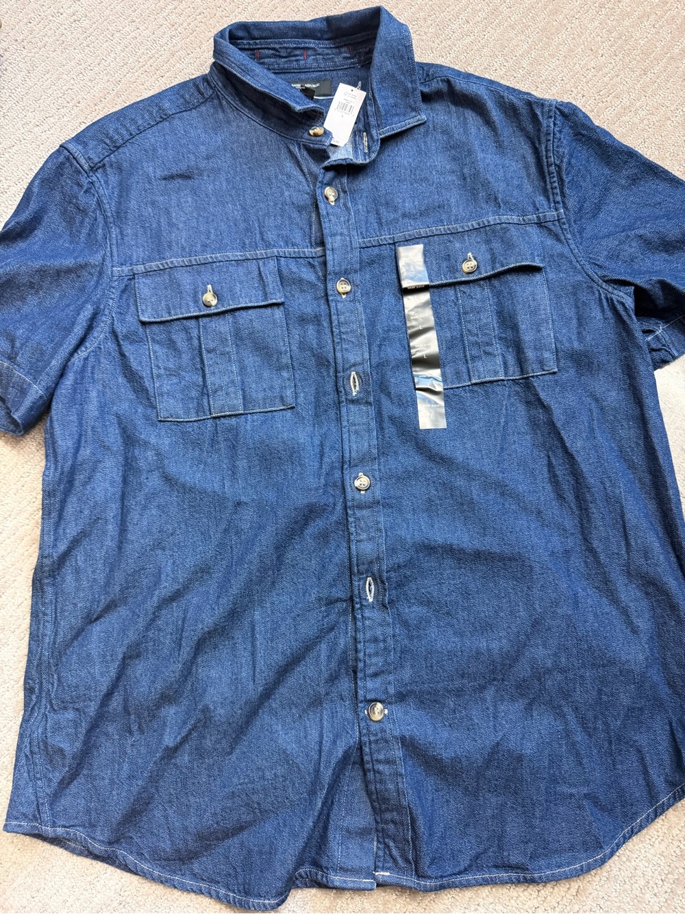 Banana Republic Short-Sleeve Denim Button-Down Shirt - Blue